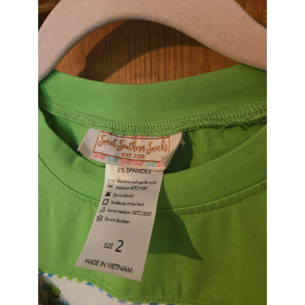 SWEET SOUTHERN SMOCKS Kids Green Dinosaur Smocked Short Sleeve T-Shirt Size 2 - Picture 3 of 6